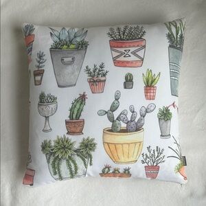 Succulent Plant Print Throw Pillow